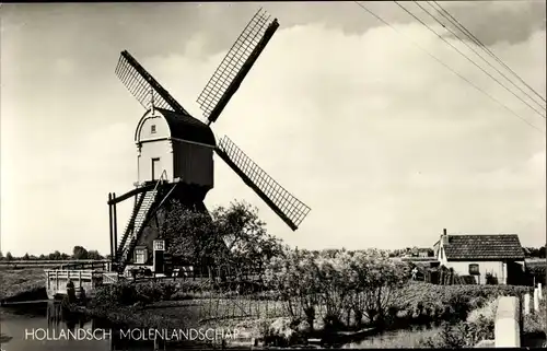 Ak Hollandsch Molenlandschap, Niederländische Windmühle