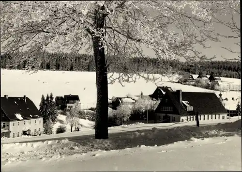 Ak Tellerhäuser Breitenbrunn Erzgebirge, Ortspartie, Winter