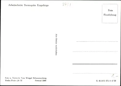 Ak Bermsgrün Schwarzenberg im Erzgebirge, Arbeiterheim, Geweihe, gedeckter Tisch