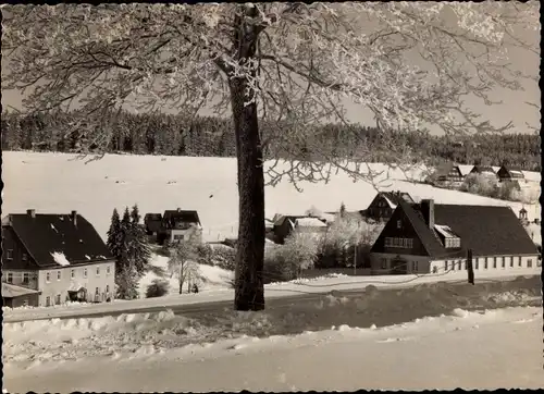 Ak Tellerhäuser Breitenbrunn Erzgebirge, Ortspartie, Winter