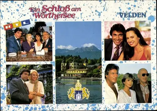 Ak Ein Schloss am Wörtersee, Pierre Briece, Uschi Glas, Telly Savallas, Roy Black, Harald Juhnke