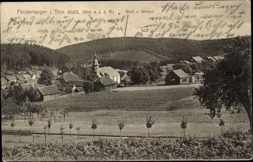 Ak Finsterbergen Friedrichroda im Thüringer Wald, Ortsansicht von Westen