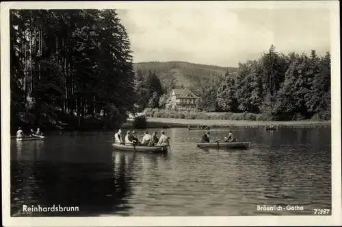 Ak Reinhardsbrunn Friedrichroda im Thüringer Wald, Boote, See