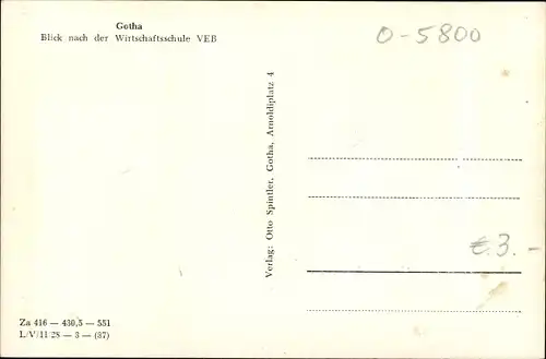 Ak Gotha in Thüringen, Blick nach der Wirtschaftsschule VEB