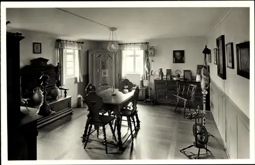 Ak Schnait Weinstadt in Württemberg, Winzerstube in Silcher-Museum, Spinnrad