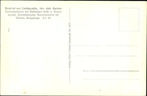 Ak Zell im Fichtelgebirge, Panorama, Gasthof zur Saalequelle