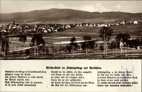 Ak Weißenstadt im Fichtelgebirge, Panorama mit Waldstein, Gedicht