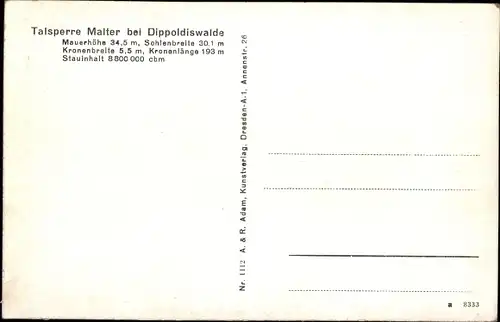 Ak Malter Dippoldiswalde, Talsperre Malter