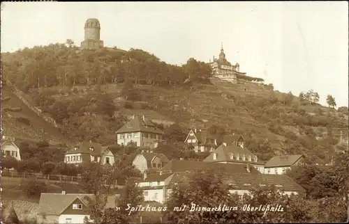 Foto Ak Oberlössnitz Oberlößnitz Radebeul Sachsen, Spitzhaus mit Bismarckturm