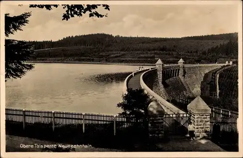 Ak Neunzehnhain Lengefeld, obere Talsperre, Staudamm, Stausee