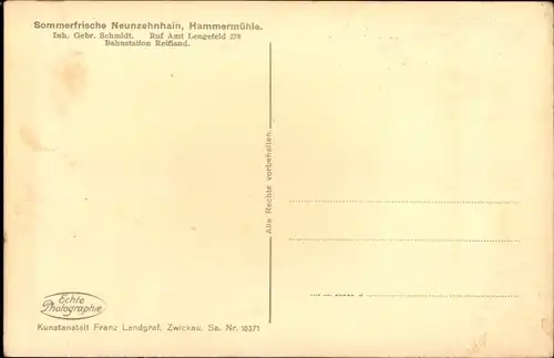 Ak Neunzehnhain Lengefeld, obere Talsperre, Staudamm, Stausee