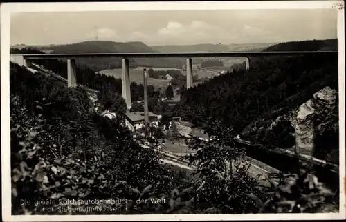 Ak Siebenlehn Großschirma in Sachsen, Autobahnbrücke Muldental, Panorama