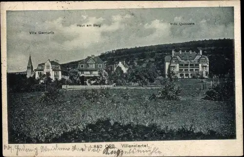 Ak Bad Orb in Hessen, Villenviertel, Villa Germania, Haus am Berg, Villa Quisisana