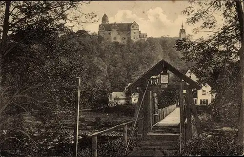 Ak Rochsburg Lunzenau in Sachsen, Schloss Rochsburg, Eingang zur Kettenbrücke