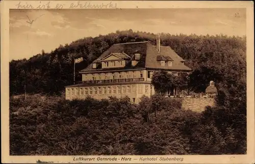 Ak Gernrode Quedlinburg im Harz, Kurhotel Stubenberg, Außenansicht