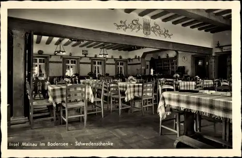 Ak Insel Mainau im Bodensee, Schwedenschenke, Gastraum