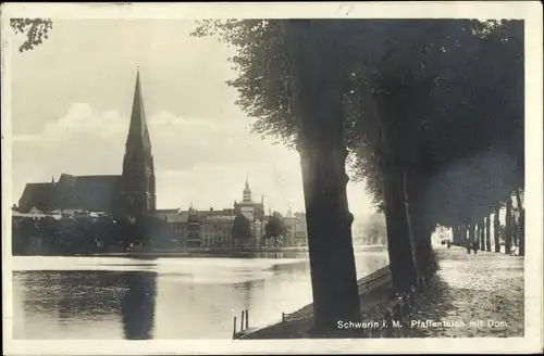 Ak Schwerin in Mecklenburg, Pfaffenteich mit Dom