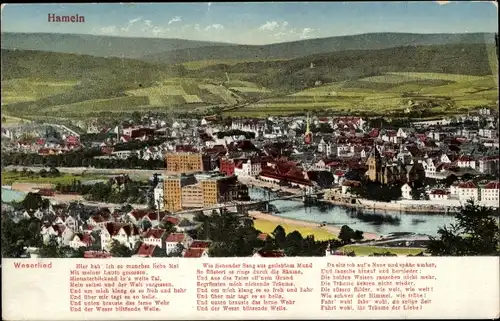 Ak Hameln an der Weser Niedersachsen, Weserlied