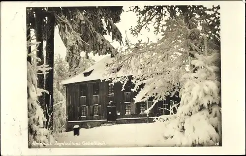 Foto Ak Ilmenau in Thüringen, Gabelbach, Jagdschloss, Winter