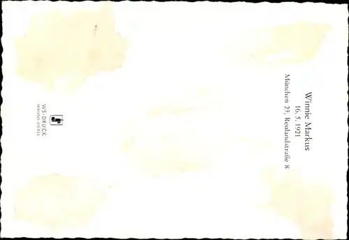 Ak Schauspielerin Winnie Markus, Portrait