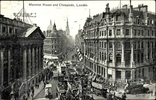 Ak London City, Mansion House and Cheapside