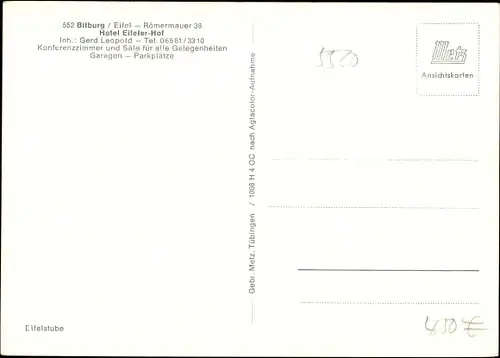 Ak Bitburg in der Eifel, Hotel Eifeler Hof, Römermauer 36