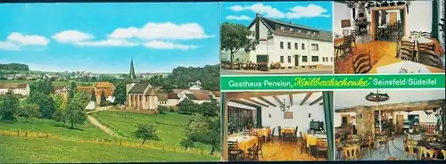 Klapp Ak Seinsfeld in der Eifel, Gasthaus-Pension Kailbachschenke, Panorama vom Ort, Landkarte