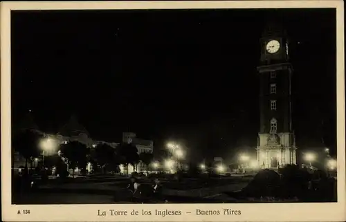 Ak Buenos Aires Argentinien, La Torre de los Ingleses bei Nacht