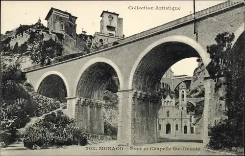 Ak Monaco, Pont et Chapelle Sainte Devote