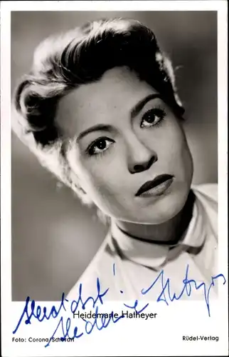 Ak Schauspielerin Heidemarie Hatheyer, Portrait, Autogramm