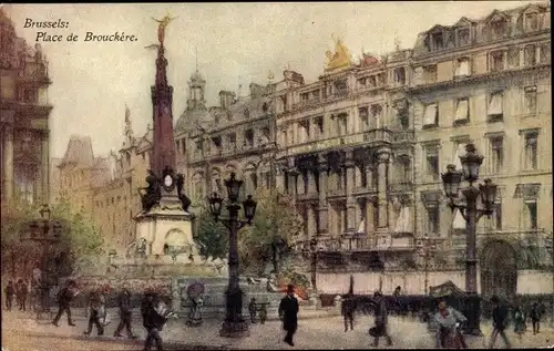 Ak Bruxelles Brüssel, Place de Brouckere, Denkmal