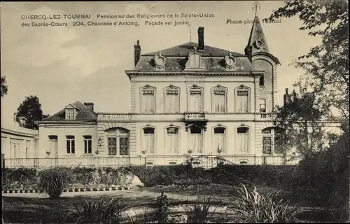 Ak Chercq-lez-Tournai, Pensionnat des Religieuses de la Sainte-Union, Facade sur jardin