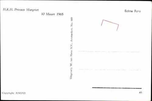 Ak Prinzessin Margriet der Niederlande, Portrait 1965