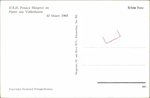 Ak Prinzessin Margriet der Niederlande, Pieter van Vollenhoven, 1965
