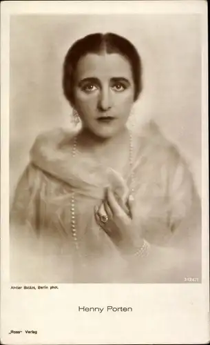 Ak Schauspielerin Henny Porten, Portrait, Ross 3126/1