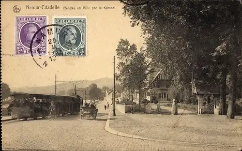 Ak Namur Wallonien, Citadelle, Rentree en Ville par le Kursaal, Straßenbahn