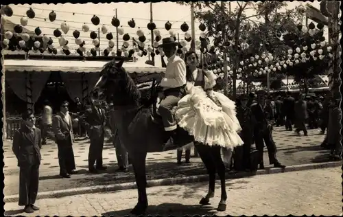 Ak Sevilla Andalusien, Typical couple in April Fair