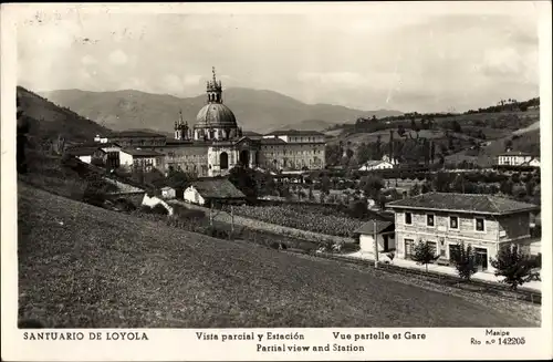 Ak Loyola Baskenland Spanien, Santuario de Loyola, Vista parcial y Estacion