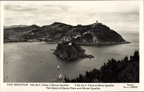 Ak Donostia San Sebastian Baskenland, Isla de S. Clara y Monte Igueldo