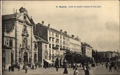 Ak Madrid Spanien, Calle de Alcala e Iglesia de San José