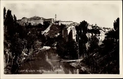 Ak Cuenca Kastilien La Mancha Spanien, Vista parcial y El Jucar