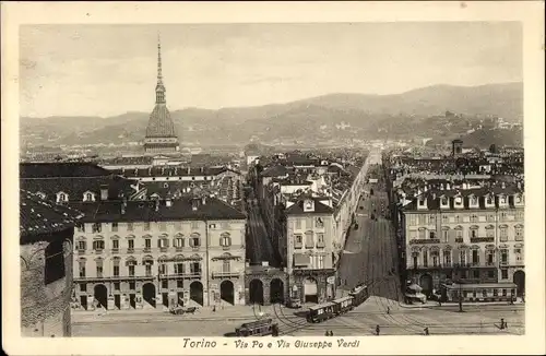 Ak Torino Turin Piemonte, Via Po e Via Giuseppe Verdi