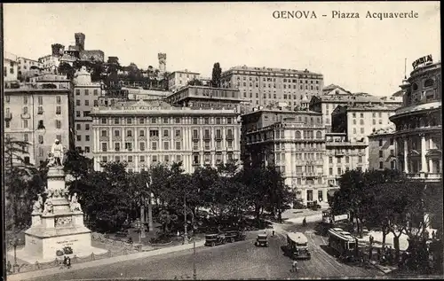 Ak Genova Genua Liguria, Piazza Acqaverde