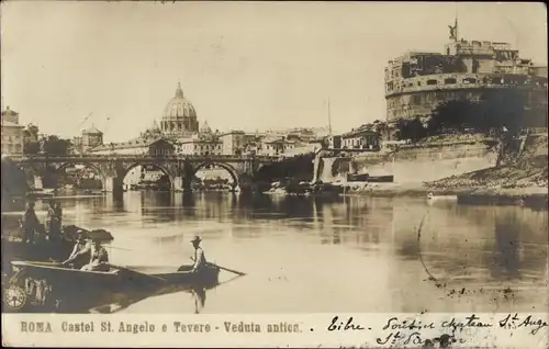 Ak Roma Rom Lazio, Castel St. Angelo e Tevere Veduta antica