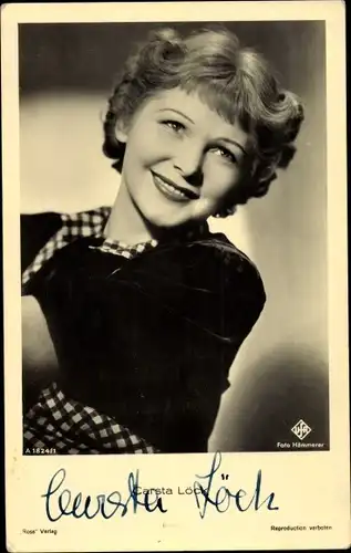 Ak Schauspielerin Carsta Löck, Portrait, Ufa Film, Ross Verlag A 1824 1, Autogramm