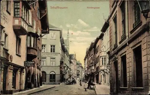 Ak Schaffhausen am Rhein Schweiz, Vordergasse, Geschäfte