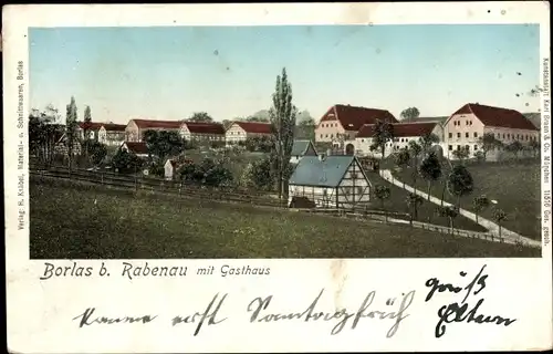 Ak Borlas bei Rabenau Klingenberg im Erzgebirge, Teilansicht mit Gasthaus