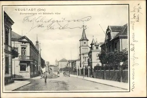Ak Neustadt an der Orla, Bismarckstraße, Böttcher's Hotel