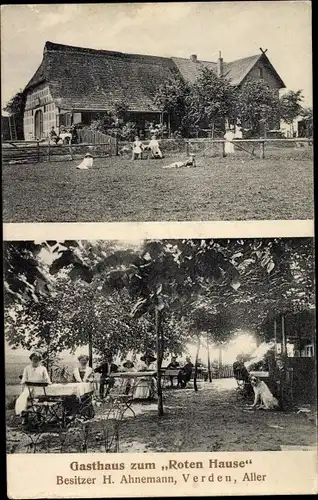 Ak Verden an der Aller, Gasthaus zum Roten Hause, Garten