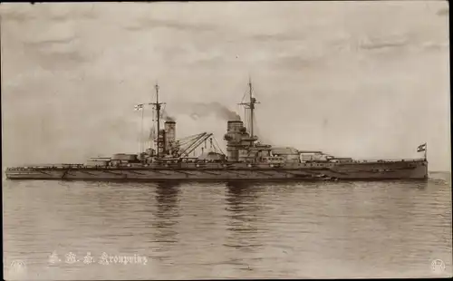Ak Deutsches Kriegsschiff, SMS Kronprinz, Großlinienschiff, Kaiserliche Marine